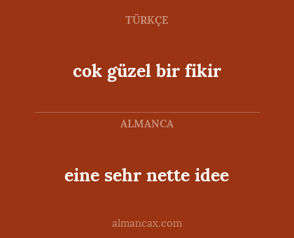 cok güzel bir fikir - eine sehr nette idee