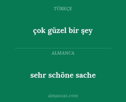 sehr schöne sache - çok güzel bir şey