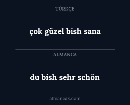 du bish sehr schön - çok güzel bish sana