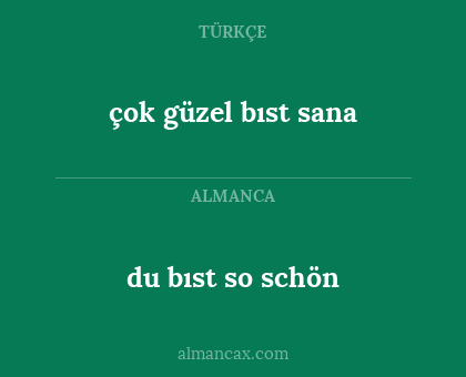 çok güzel bıst sana - du bıst  so schön