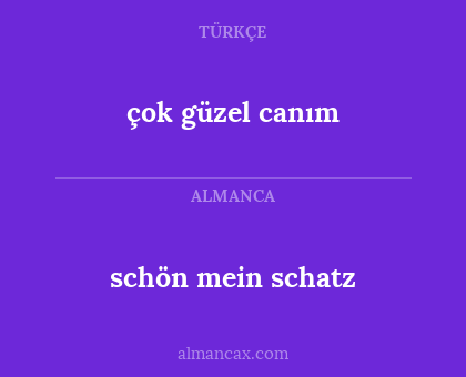 schön mein schatz - çok güzel canım