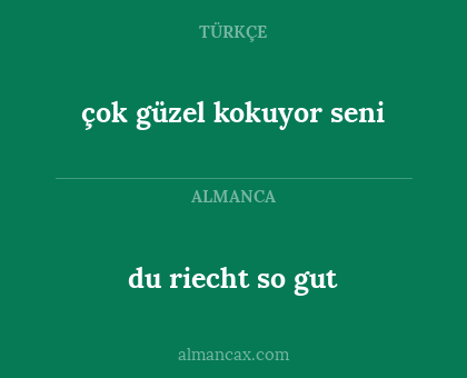 du riecht so gut - çok güzel kokuyor seni