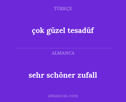 sehr schöner zufall - çok güzel tesadüf