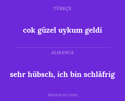 sehr hübsch, ich bin schläfrig - cok güzel uykum geldi
