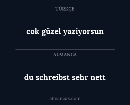 du schreibst sehr nett - cok güzel yaziyorsun