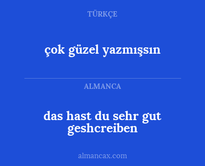 das hast du sehr gut geshcreiben - çok güzel yazmışsın