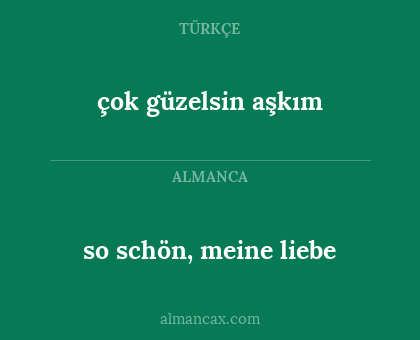 so schön, meine liebe - çok güzelsin aşkım
