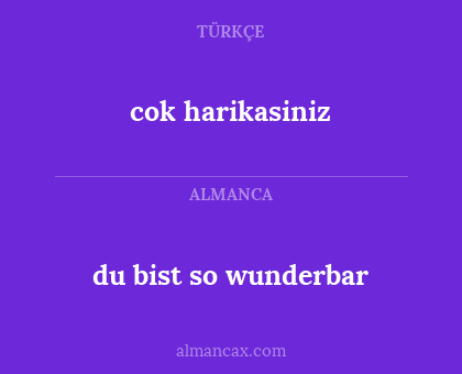du bist so wunderbar - cok harikasiniz