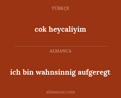 cok heycaliyim - ich bin wahnsinnig aufgeregt