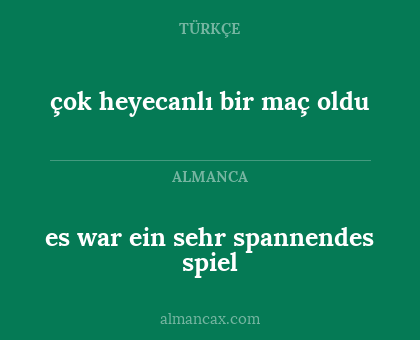 es war ein sehr spannendes spiel - çok heyecanlı bir maç oldu