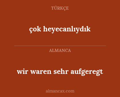çok heyecanlıydık - wir waren sehr aufgeregt
