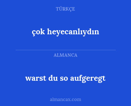 warst du so aufgeregt - çok heyecanlıydın