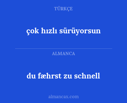 çok hızlı sürüyorsun - du fæhrst zu schnell