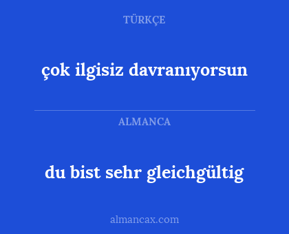 çok ilgisiz davranıyorsun - du bist sehr gleichgültig