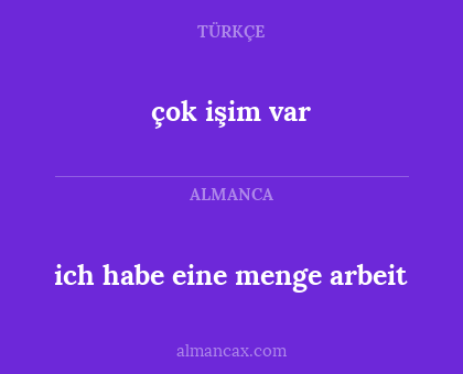 ich habe eine menge arbeit - çok işim var