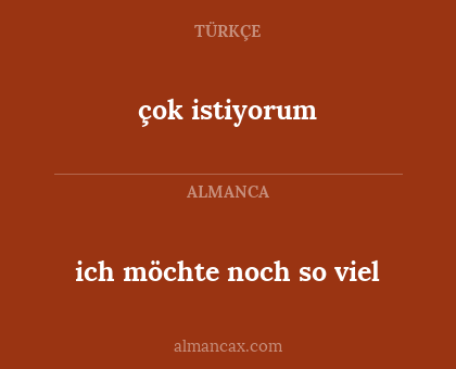 ich möchte noch so viel - çok istiyorum