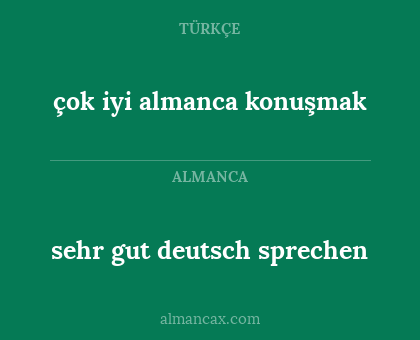 sehr gut deutsch sprechen - çok iyi almanca konuşmak