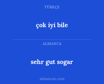 çok iyi bile - sehr gut sogar