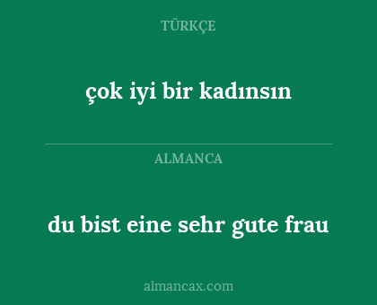 du bist eine sehr gute frau - çok iyi bir kadınsın