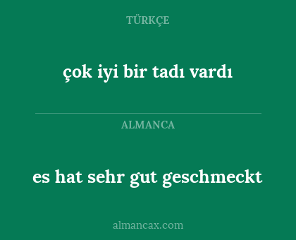 çok iyi bir tadı vardı - es hat sehr gut geschmeckt
