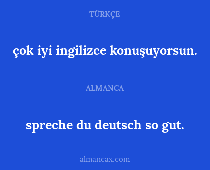 çok iyi ingilizce konuşuyorsun. - spreche du deutsch so gut.