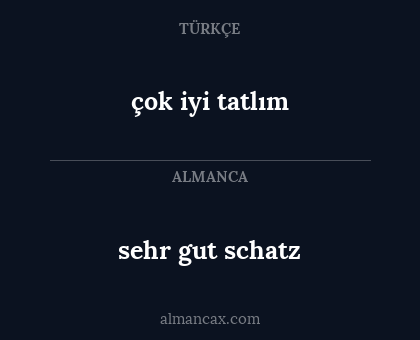 sehr gut schatz - çok iyi tatlım
