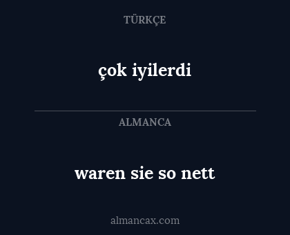 çok iyilerdi - waren sie so nett