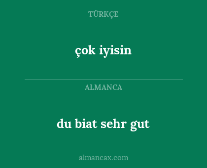 çok iyisin - du biat sehr gut