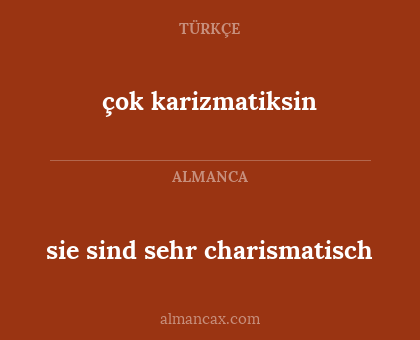 sie sind sehr charismatisch - çok karizmatiksin
