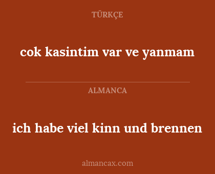 cok kasintim var ve yanmam - ich habe viel kinn und brennen