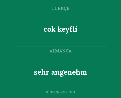 cok keyfli - sehr angenehm