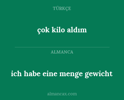 ich habe eine menge gewicht - çok kilo aldım