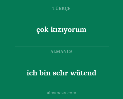 çok kızıyorum - ich bin sehr wütend