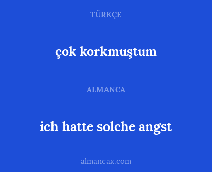 çok korkmuştum - ich hatte solche angst