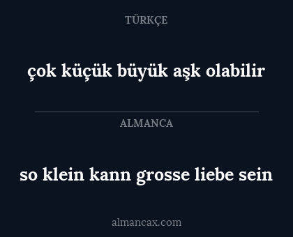 so klein kann grosse liebe sein - çok küçük büyük aşk olabilir