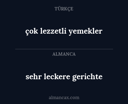 çok lezzetli yemekler - sehr leckere gerichte