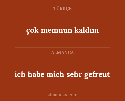 ich habe mich sehr gefreut - çok memnun kaldım