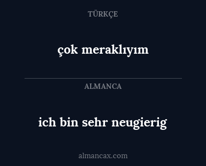 çok meraklıyım - ich bin sehr neugierig