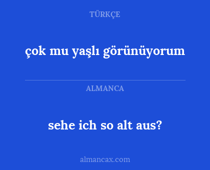 sehe ich so alt aus? - çok mu yaşlı görünüyorum