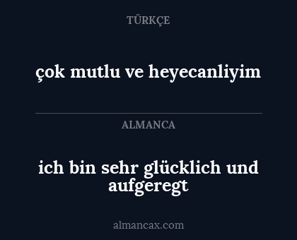 ich bin sehr glücklich und aufgeregt - çok mutlu ve heyecanliyim