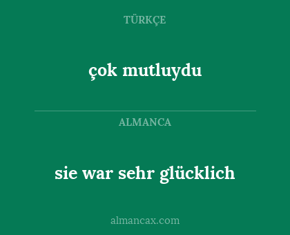sie war sehr glücklich - çok mutluydu