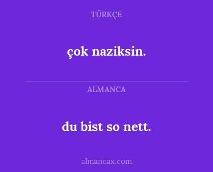 du bist so nett. - çok naziksin.