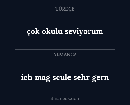 çok okulu seviyorum - ich mag scule sehr gern