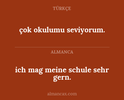 çok okulumu seviyorum. - ich mag meine schule sehr gern.