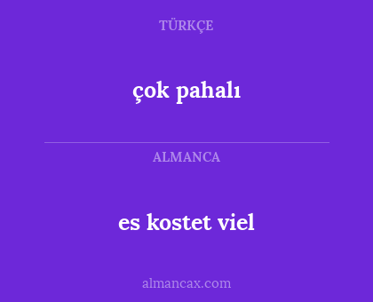 çok pahalı - es kostet viel