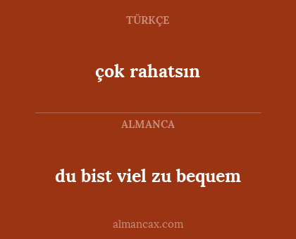 du bist viel zu bequem - çok rahatsın