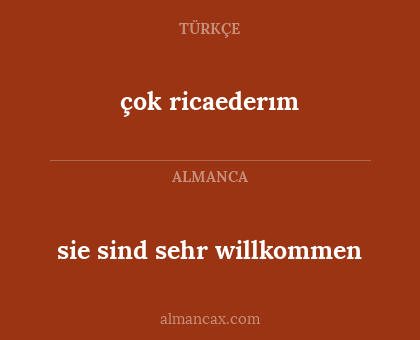 sie sind sehr willkommen - çok ricaederım