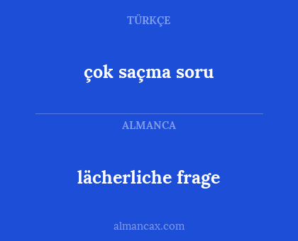 lächerliche frage - çok saçma soru