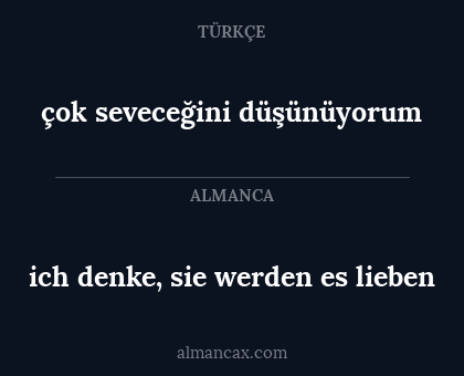 ich denke, sie werden es lieben - çok seveceğini düşünüyorum