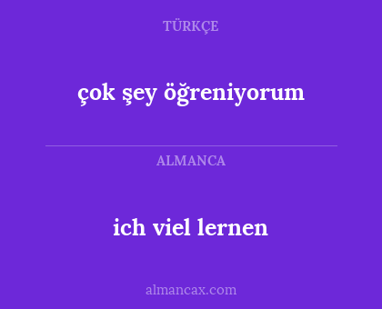 ich viel lernen - çok şey öğreniyorum